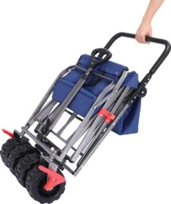 AREBOS Handkar | Transportwagen | Apparatuurwagen | Opvouwbaar | Duwstang| Blauw -Kampeer Verkoop 1001x1200 3