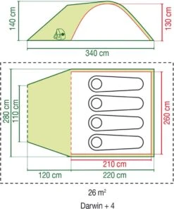 Coleman Darwin 4 Plus Koepeltent - 4-Persoons - Groen -Kampeer Verkoop 1003x1200