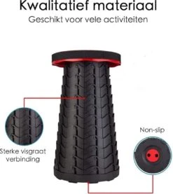 Kampeerkruk - Uitschuifbare Kruk - Rood/Zwart- Tot 120 Kg - Travel Stool - Opvouwbare Campingkruk - Inklapbaar Krukje - Telescopische Kruk - Camping - Outdoor -Kampeer Verkoop 1069x1200 1