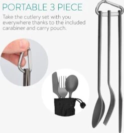 Navaris Campingbestek Van Titanium - Set Met Vork, Mes En Lepel - Bestekset Voor Onderweg En Op Reis - Inclusief Karabijnhaak En Bewaarzakje 18 Navaris Campingbestek Van Titanium - Set Met Vork, Mes En Lepel - Bestekset Voor Onderweg En Op Reis - Inclusief Karabijnhaak En Bewaarzakje -Kampeer Verkoop 1113x1200 3