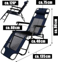 Ligstoel 180x60cm - Opvouwbaar Campingstoel Ligbed Strandstoel Tuinstoel Vouwligstoel Blauw -Kampeer Verkoop 1135x1200