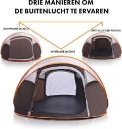 Fly Lab Luxe Pop Up Tent - Kampeer Tent - Grijs/Oranje - 4 Persoons -Kampeer Verkoop 1136x1200 1
