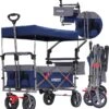 AREBOS Premium Steekwagen Met Dak Opvouwbare Tuinkar Handkar Bolderkar Blauw / Grijs -Kampeer Verkoop 1136x1200 5
