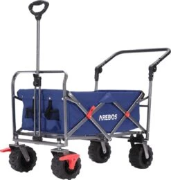 AREBOS Handkar | Transportwagen | Apparatuurwagen | Opvouwbaar | Duwstang| Blauw -Kampeer Verkoop 1142x1200 5