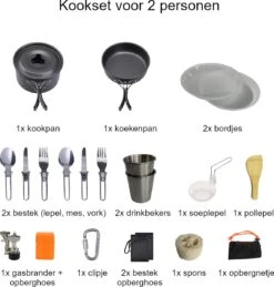 Hikr® Camping Pannenset - Complete 22-delige Kookset - Lichtgewicht - Kookgerei Servies - Outdoor - BPA-vrij - Keukengerei Set -Kampeer Verkoop 1144x1200