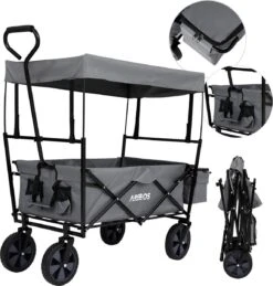 AREBOS Handwagen Vouwbare Dak Handwagen Vouwbare Trolley Uitrustingswagen Grijs -Kampeer Verkoop 1146x1200 1