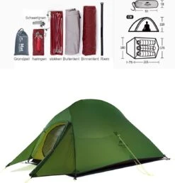 Cloud Up 3 Upgraded - Naturehike® - Tent 3 Persoons - Lichtgewicht Tent - Incl. Grondzeil - 20D 4000MM - Outdoor Kampeertent - Waterdicht - Hiking & Wandelen -Kampeer Verkoop 1147x1200