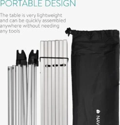 Navaris Campingtafel - Inklapbaar Campingtafeltje Van Aluminium - Opvouwbare Tafel Inclusief Draagtas - Picknicktafel - Zilver -Kampeer Verkoop 1154x1200 1