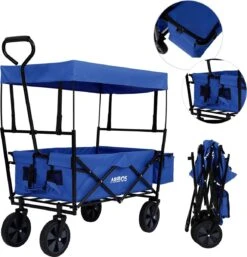 AREBOS Handwagen Vouwbare Dak Handwagen Vouwbare Trolley Uitrustingswagen Blauw -Kampeer Verkoop 1155x1200 1