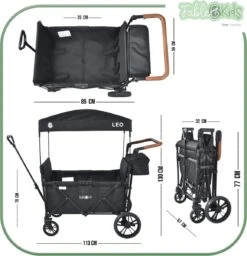 FableKids LEO X4Lite Opvouwbare Handkar Met Dak Onyx Zwart -Kampeer Verkoop 1159x1200 5