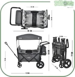 FableKids LEO X4Plus Opvouwbare Wagen Met Dak Fossil Grey -Kampeer Verkoop 1161x1200 5