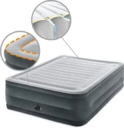 Intex Luchtbed - 2-Persoons - 152 X 203 X 33 Cm - Grijs - Met Ingebouwde Pomp, Hoeslaken Wit En Reparatieset -Kampeer Verkoop 1166x1200 1