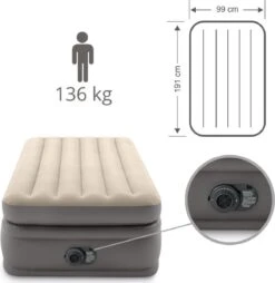 Intex Prime Comfort - Luchtbed - 1-Persoons - 99x191x51 Cm (BxLxH) - Grijs - Met Ingebouwde Motorpomp -Kampeer Verkoop 1167x1200 3
