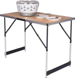 Kamyra® Campingtafel Inklapbaar - Kampeertafel, Partytafel - Opvouwbaar, Lichtgewicht & In Hoogte Verstelbaar - Aluminium/Hout -Kampeer Verkoop 1169x1200