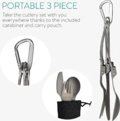 Navaris Campingbestek Van Titanium - Set Met Vork, Mes En Lepel - Inklapbaar - Bestekset Voor Onderweg - Inclusief Karabijnhaak En Bewaarzakje -Kampeer Verkoop 1184x1200 1