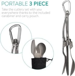 Navaris Campingbestek Van Titanium - Set Met Vork, Mes En Lepel - Inklapbaar - Bestekset Voor Onderweg - Inclusief Karabijnhaak En Bewaarzakje -Kampeer Verkoop 1185x1200 1