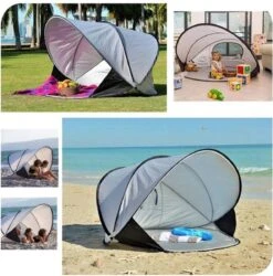 Deryan Luxe Pop Up Strandtent XXL - Anti-UV 50+ - Zilver -Kampeer Verkoop 1185x1200