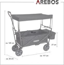 AREBOS Handwagen Vouwbare Dak Handwagen Vouwbare Trolley Uitrustingswagen Zwart -Kampeer Verkoop 1188x1200 8