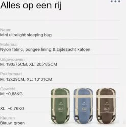 Naturehike® Slaapzak - Lichtgewicht - 205*85cm - Compact - Waterdicht - 3 Seizoenen Slaapzak Lente, Zomer & Herfst - Outdoor - Slaapzakken Volwassen & Kinderen -Kampeer Verkoop 1190x1200 2