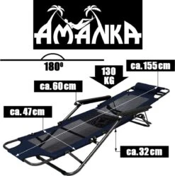 Ligstoel 155x60cm - Opvouwbaar Campingstoel Ligbed Strandstoel Tuinstoel Vouwligstoel Blauw -Kampeer Verkoop 1190x1200 8