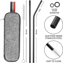 House Of Husk Reisbestek - Reis Bestekset - Chopsticks - Metalen Rietjes Met Borstel - Lepel - Vaatwasserbestendig - RVS - 7 Delig - Zwart -Kampeer Verkoop 1193x1200 4