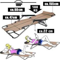 Ligstoel Opvouwbaar 155x60cm - Lichte Ligbed Relaxstoel Tuinstoel Campingstoel Strandstoel -Kampeer Verkoop 1196x1200 15