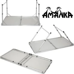 Aluminium Kampeertafel 120x60cm - Campingtafel Inklapbaar - 3-voudig Verstelbare Vouwtafel Antraciet -Kampeer Verkoop 1198x1200 16