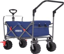 AREBOS Handkar | Transportwagen | Apparatuurwagen | Opvouwbaar | Duwstang| Blauw -Kampeer Verkoop 1200x1000 11