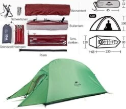 Cloud Up 1 Upgraded - Naturehike® - 1 Persoons Tent - Lichtgewicht Tent - Incl. Grondzeil - 210T 3000mm - Outdoor - Waterdicht - Hiking & Wandelen -Kampeer Verkoop 1200x1038
