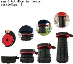 Kampeerkruk - Uitschuifbare Kruk - Rood/Zwart- Tot 120 Kg - Travel Stool - Opvouwbare Campingkruk - Inklapbaar Krukje - Telescopische Kruk - Camping - Outdoor -Kampeer Verkoop 1200x1051 10