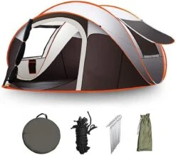 Fly Lab Luxe Pop Up Tent - Kampeer Tent - Grijs/Oranje - 4 Persoons -Kampeer Verkoop 1200x1059