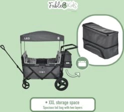 FableKids LEO X4Plus Opvouwbare Wagen Met Dak Fossil Grey -Kampeer Verkoop 1200x1089 2