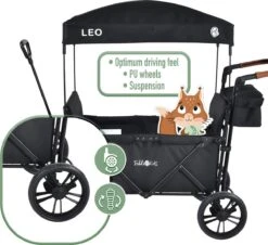 FableKids LEO X2 Lite Opvouwbare Handkar Met Dak Onyx Zwart -Kampeer Verkoop 1200x1100 3