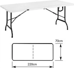 Casaria Tuintafel Opvouwbaar – Met Draaggreep 220x70 Cm – Wit -Kampeer Verkoop 1200x1101