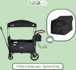 FableKids LEO X2 Lite Opvouwbare Handkar Met Dak Onyx Zwart -Kampeer Verkoop 1200x1109 1