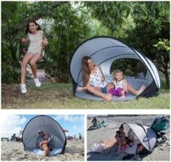 Deryan Luxe Pop Up Strandtent XXL - Anti-UV 50+ - Zilver -Kampeer Verkoop 1200x1137 2