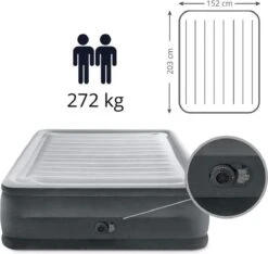 Intex Luchtbed - 2-Persoons - 152 X 203 X 33 Cm - Grijs - Met Ingebouwde Pomp, Hoeslaken Wit En Reparatieset -Kampeer Verkoop 1200x1138 1
