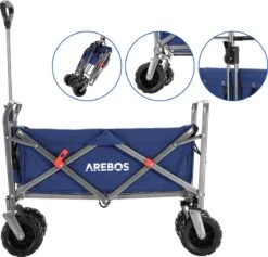 AREBOS Handkar | Transportwagen | Apparatuurwagen | Opvouwbaar | Blauw -Kampeer Verkoop 1200x1150 13