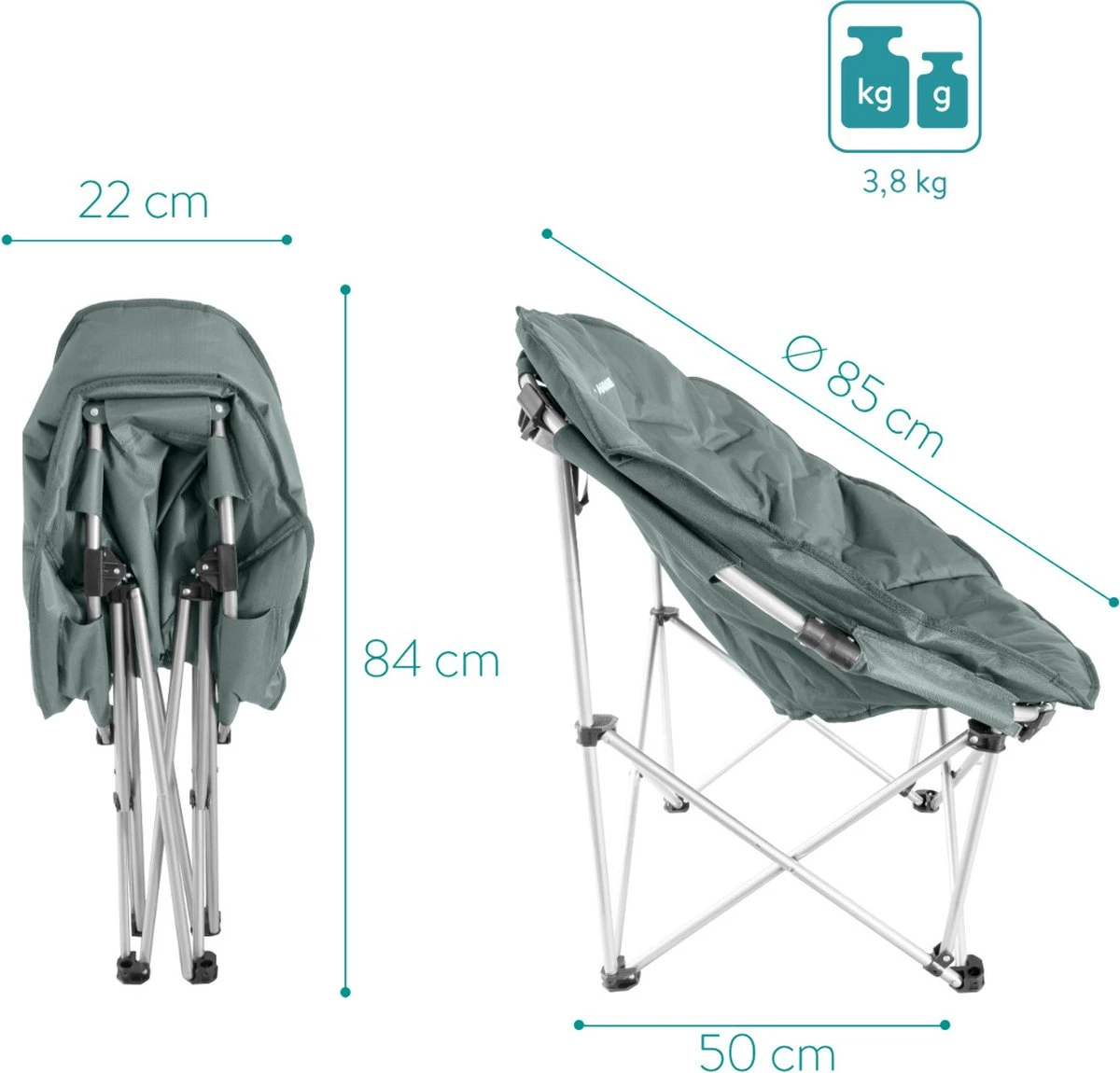 Navaris Klapstoel XXL - Campingstoel Met Opbergtas - Draagbare Stoel Voor Kamperen, Festivals En Vissen -Strandstoel - Inklapbaar - Grijs 4 Navaris Klapstoel XXL - Campingstoel Met Opbergtas - Draagbare Stoel Voor Kamperen, Festivals En Vissen -Strandstoel - Inklapbaar - Grijs - Image 4