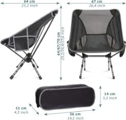 Smartpeas Campingstoel Van Stevig 600D Polyester En Aluminium - Lichtgewicht En Opvouwbaar - Camping Gadget Inclusief Zijzakken +Plus: Strandmat & Draagtas -Kampeer Verkoop 1200x1150 8