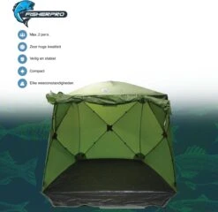 FisherPro WildLand Tent –comfortabele Vistent – Handige Strandtent – Compacte Festival Tent - Uitbreid Mogelijkheden Met Stormcover - Geschikt Voor 2 Personen -Kampeer Verkoop 1200x1164 1