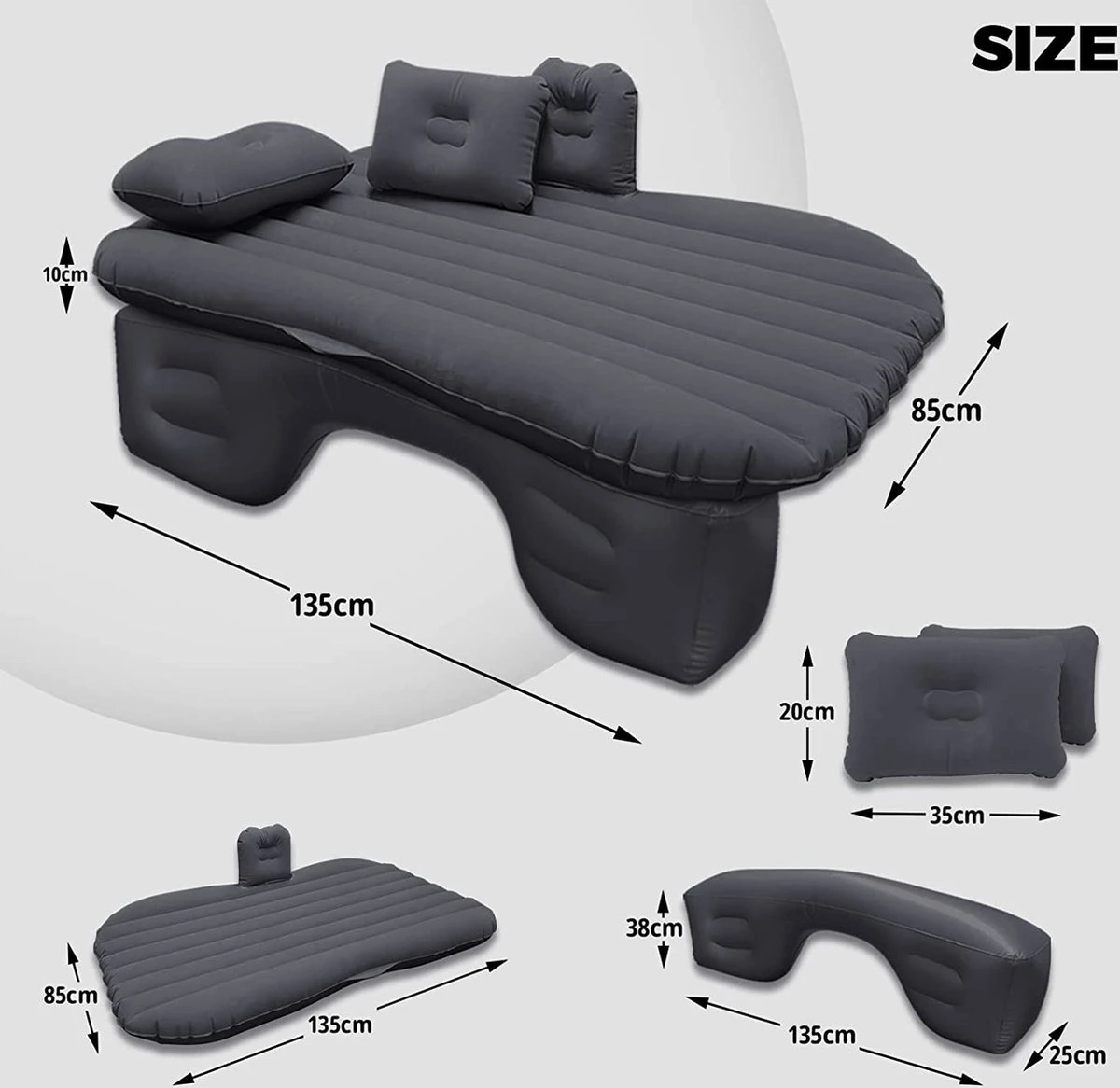 Flightmode - Opblaasbaar Matras Voor Auto, Opblaasbaar Bed, Autostoel, Comfortabel, Met Elektrische Luchtpomp En 3 Adapters, 2 Kussens En Transporttas, Voor Camping, Reizen, Strand 3 Flightmode - Opblaasbaar Matras Voor Auto, Opblaasbaar Bed, Autostoel, Comfortabel, Met Elektrische Luchtpomp En 3 Adapters, 2 Kussens En Transporttas, Voor Camping, Reizen, Strand - Image 3