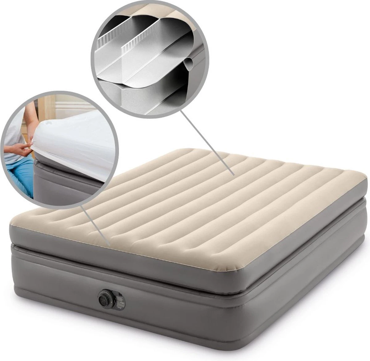 Intex Prime Comfort - Luchtbed - 2-Persoons - 152x203x51 Cm (BxLxH) - Grijs - Met Ingebouwde Motorpomp 8 Intex Prime Comfort - Luchtbed - 2-Persoons - 152x203x51 Cm (BxLxH) - Grijs - Met Ingebouwde Motorpomp - Image 8