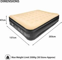 Merkloos Avenli 88030 Hoog Verhoogd Gevlokt Luchtbed | Queensize | Ingebouwde Pompen | Snelle En Gemakkelijke Inflatie -Kampeer Verkoop 1200x1173 1