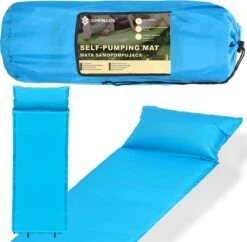 Springos Slaapmat | Zelfopblazend | 186 Cm | Inclusief Hoes & Hoofdkussen | Lichtblauw -Kampeer Verkoop 1200x1175