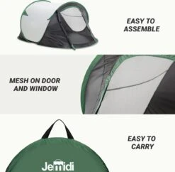 JEMIDI Tweepersoons Pop-up Tent - Opgooitent, Werptent Voor 2 Personen - Ideaal Als Festivaltent Of Kampeertent - Verschillende Kleuren -Kampeer Verkoop 1200x1178