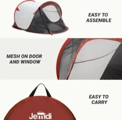 JEMIDI Tweepersoons Pop-up Tent - Opgooitent, Werptent Voor 2 Personen - Ideaal Als Festivaltent Of Kampeertent - Verschillende Kleuren -Kampeer Verkoop 1200x1179