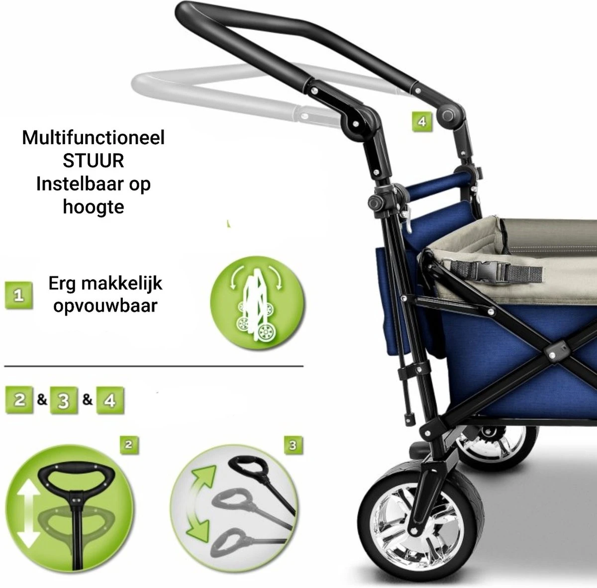 Tresko- Bolderkar, Grijs, Opvouwbaar, Met Dakje, Geschikt Tot 80 Kg - Bolderwagen - Kinderenvervoer - Bolderkarren - Tuinkar - Kinderwagen 9 Tresko- Bolderkar, Grijs, Opvouwbaar, Met Dakje, Geschikt Tot 80 Kg - Bolderwagen - Kinderenvervoer - Bolderkarren - Tuinkar - Kinderwagen - Image 9