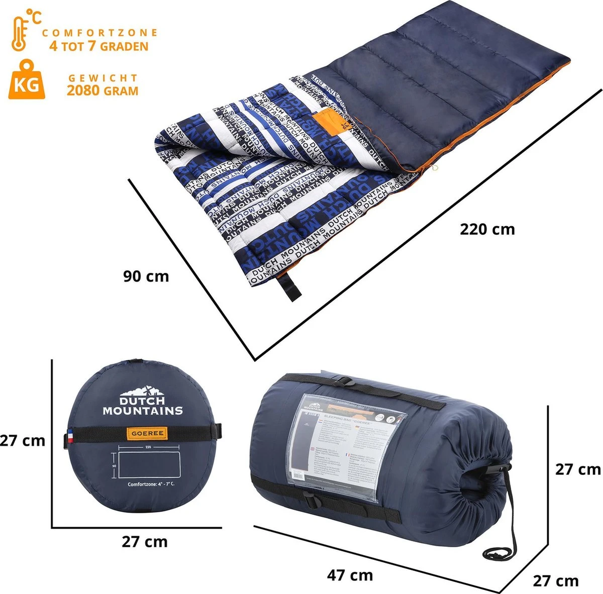 Dutch Mountains Slaapzak Goeree XL - Extra Groot 220x90cm - Katoenen Binnenkant - Aanritsbaar - Tochtstrip En Compressiehoes 5 Dutch Mountains Slaapzak Goeree XL - Extra Groot 220x90cm - Katoenen Binnenkant - Aanritsbaar - Tochtstrip En Compressiehoes - Image 5