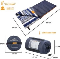 Dutch Mountains Slaapzak Goeree XL - Kussen 25x15cm - 220x90cm Katoenen Slaapzak - Tochtstrip -Kampeer Verkoop 1200x1182 8